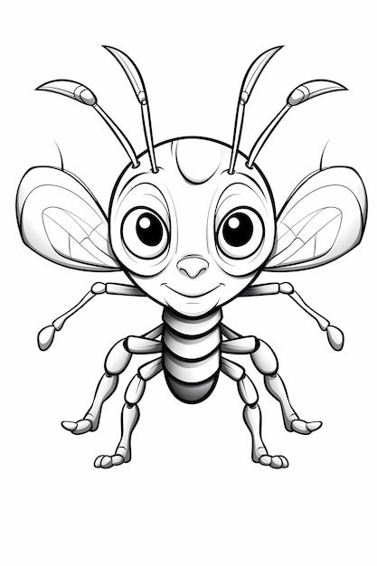 Photo dessin animé ant delight charmant coloriage avec des contours mignons et épais