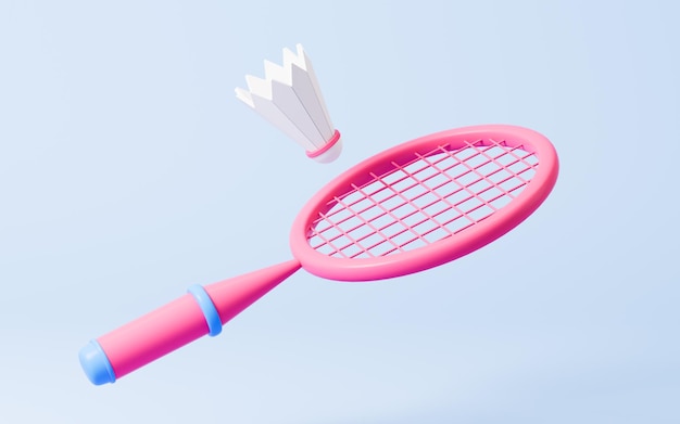 Dessin animé badminton et raquette rendu 3d dessin numérique