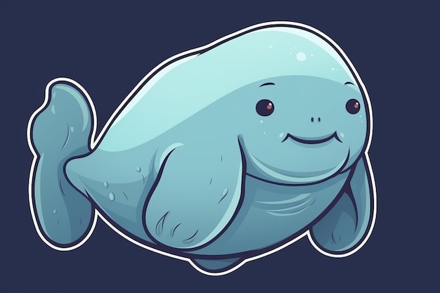 Un dessin animé d'une baleine bleue