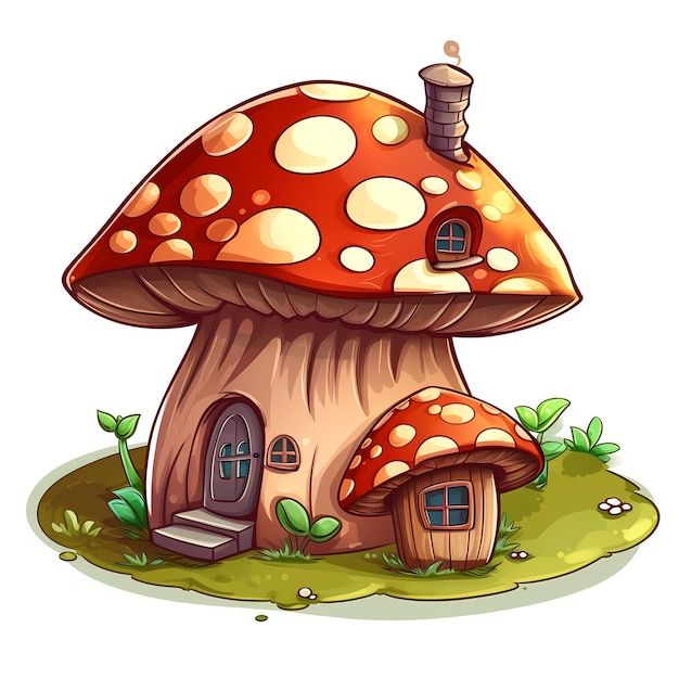 Dessin animé, champignon, maison Clipart