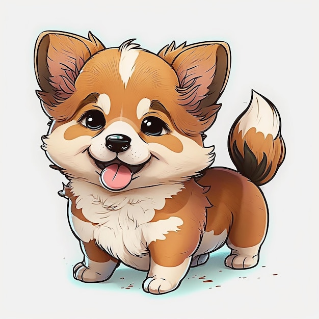 Un dessin animé d'un chien avec un grand sourire sur son visage.