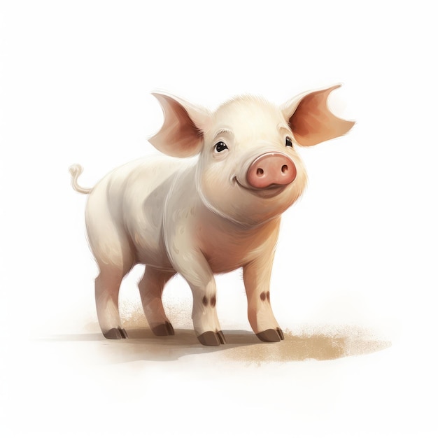 dessin animé de cochon sur fond blanc