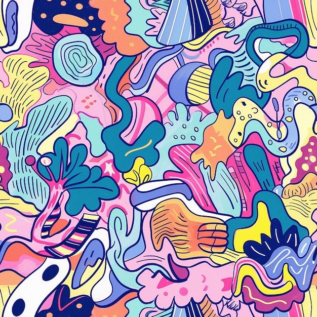 un dessin animé coloré de poissons et de coraux colorés