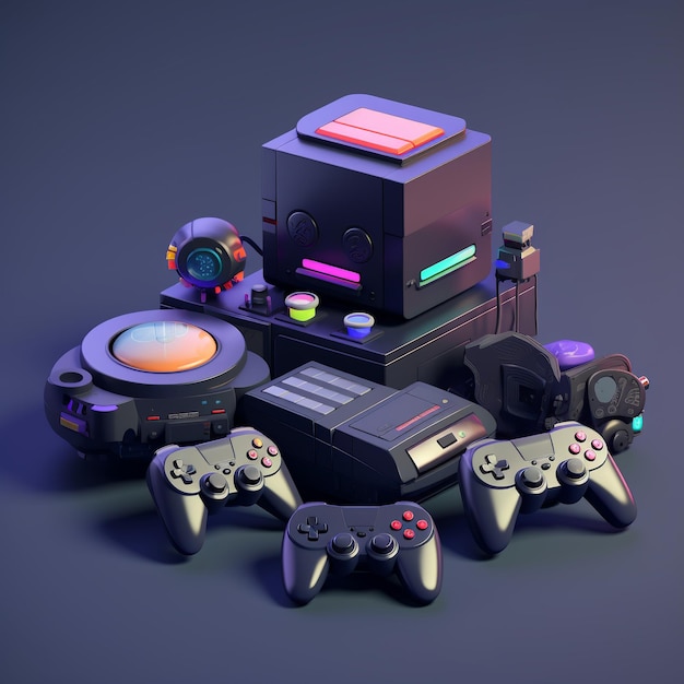 dessin animé, console jeu, 3d