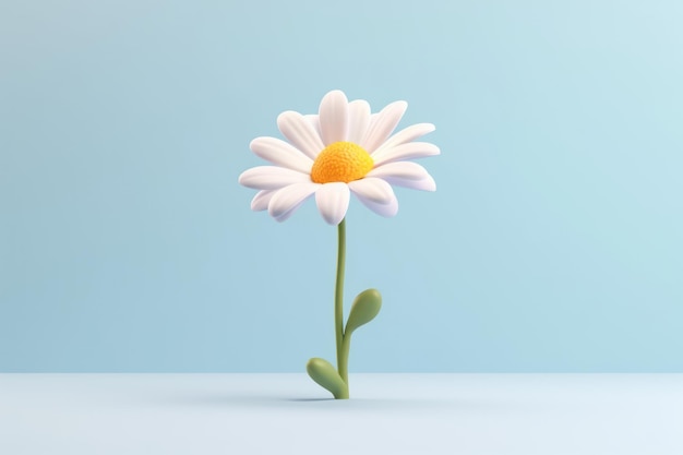 Dessin animé Daisy 3D avec fond pastel minimal IA générative