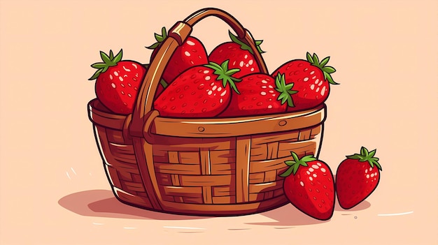 dessin animé dessiné à la main illustration de fraises fraîches et délicieuses
