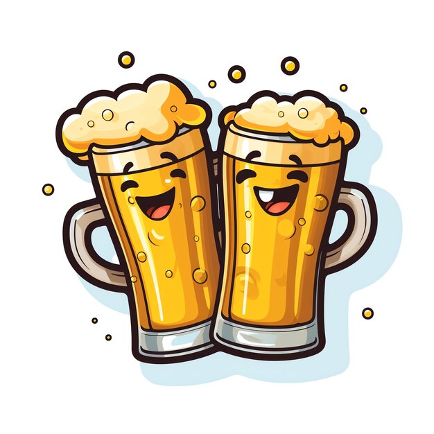 un dessin animé de deux verres de bière