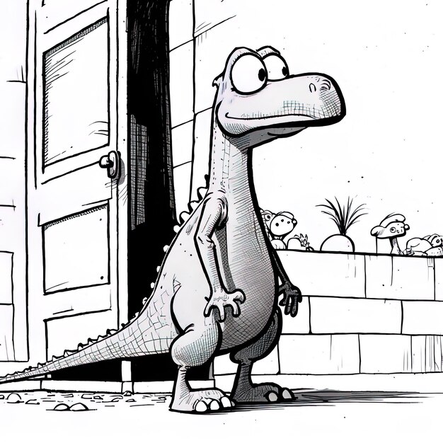 Photo un dessin animé d'un dinosaure avec un visage dessiné dessus