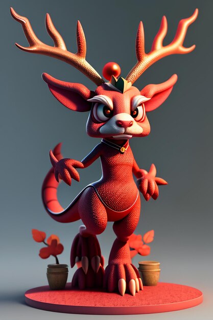 Dessin animé, Dragon chinois, bébé, anthropomorphe, rendu 3D, personnage, modèle, produit