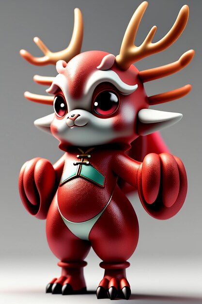 Dessin animé, Dragon chinois, bébé, anthropomorphe, rendu 3D, personnage, modèle, produit