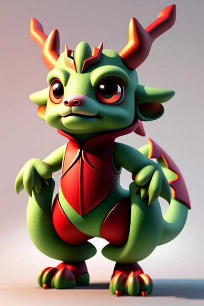 Dessin animé, Dragon chinois, bébé, anthropomorphe, rendu 3D, personnage, modèle, produit