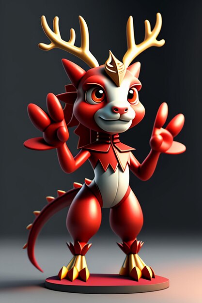 Dessin animé, Dragon chinois, bébé, anthropomorphe, rendu 3D, personnage, modèle, produit
