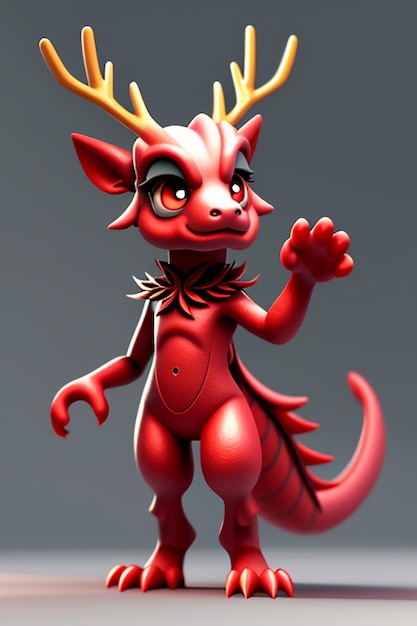 Dessin animé, Dragon chinois, bébé, anthropomorphe, rendu 3D, personnage, modèle, produit