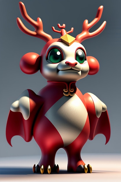 Dessin animé, Dragon chinois, bébé, anthropomorphe, rendu 3D, personnage, modèle, produit