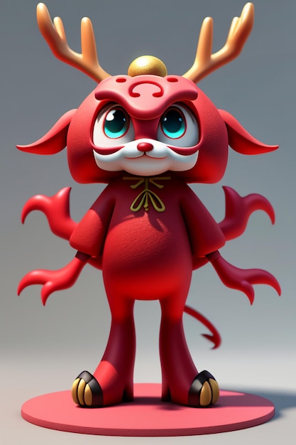 Dessin animé, Dragon chinois, bébé, anthropomorphe, rendu 3D, personnage, modèle, produit