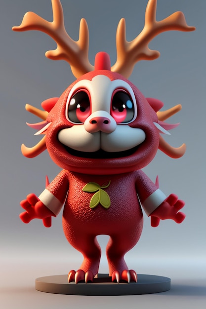 Dessin animé, Dragon chinois, bébé, anthropomorphe, rendu 3D, personnage, modèle, produit