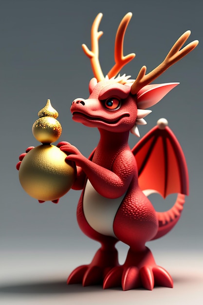 Dessin animé, Dragon chinois, bébé, anthropomorphe, rendu 3D, personnage, modèle, produit