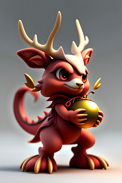 Dessin animé, Dragon chinois, bébé, anthropomorphe, rendu 3D, personnage, modèle, produit