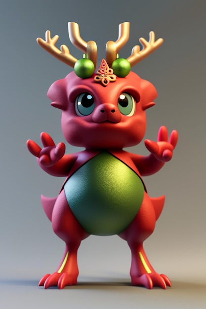 Dessin animé, Dragon chinois, bébé, anthropomorphe, rendu 3D, personnage, modèle, produit