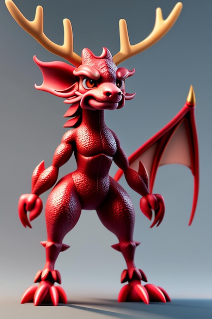 Dessin animé, Dragon chinois, bébé, anthropomorphe, rendu 3D, personnage, modèle, produit