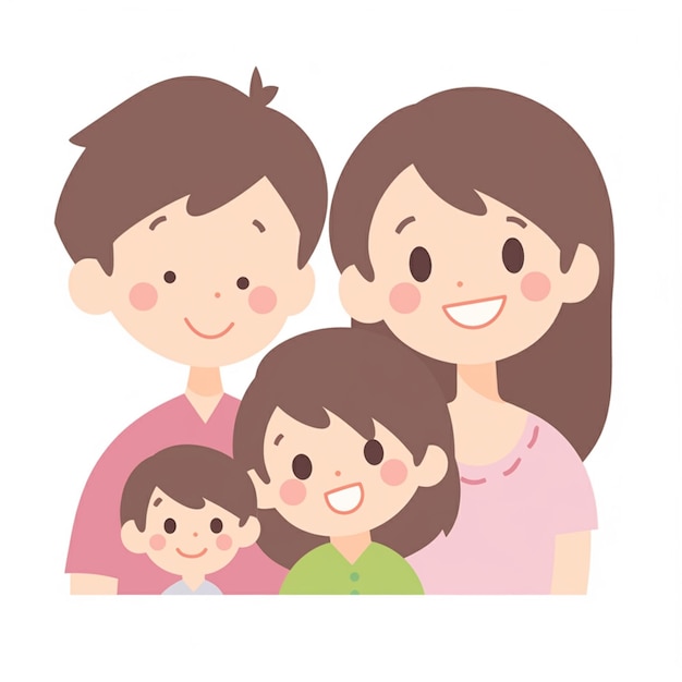 un dessin animé d'une famille de trois personnes debout ensemble ai générative