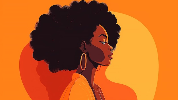 Un dessin animé d'une femme avec un afro.