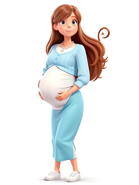 Photo un dessin animé d'une femme enceinte avec un gros ventre