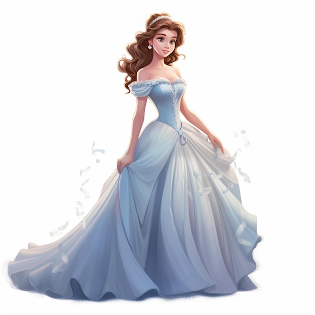 Un dessin animé d'une femme en robe bleue