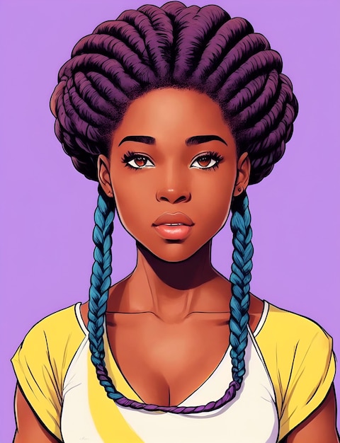 Un dessin animé d'une femme avec des tresses dans les cheveux