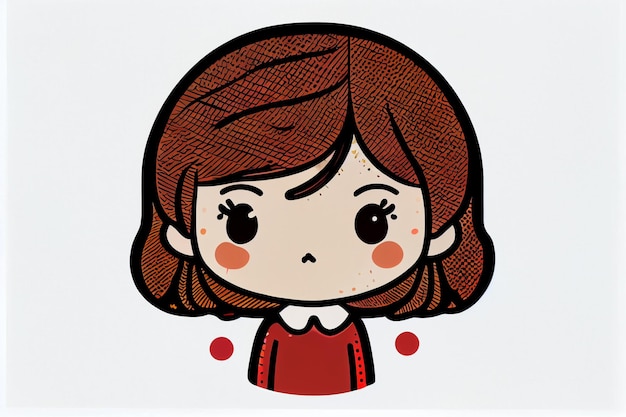 Un dessin animé d'une fille avec un visage triste.