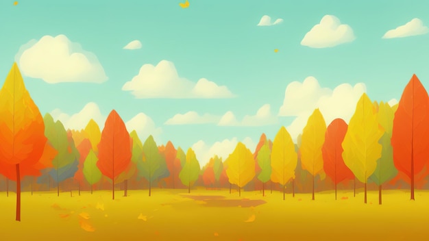 Dessin animé d'une forêt d'automne colorée