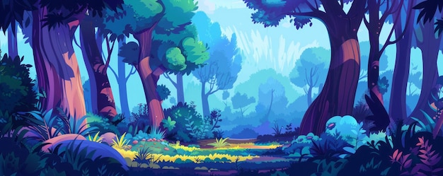 dessin animé d'une forêt plate