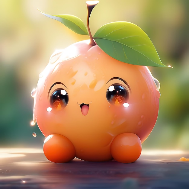 Photo un dessin animé de fruits photoréalisme réaliste style chibi anime un mignon