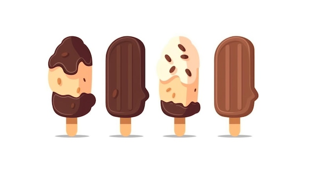 Un dessin animé de glaces au chocolat dessus.