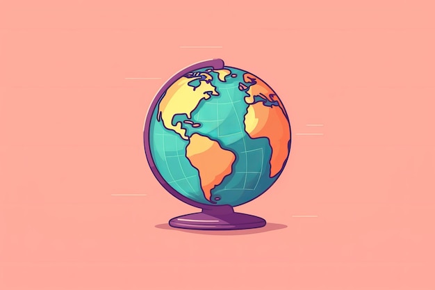 Un dessin animé d'un globe avec le mot monde dessus