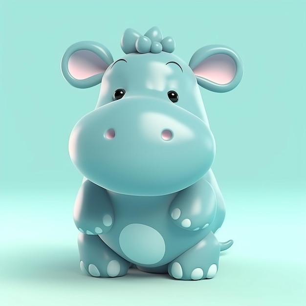 Dessin animé Hippo Bébé Hippo Hippo Personnage 3D Icône Hippo 2D Images mignonnes d'hippopotame