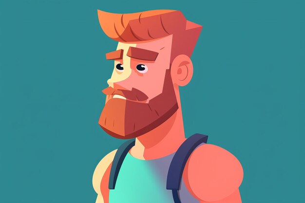 Un dessin animé d'un homme avec une barbe et une moustache.