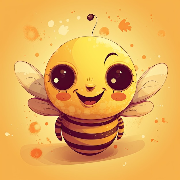 Un dessin animé joyeux d'un bébé abeille souriante appréciant le soleil