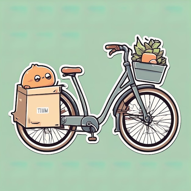dessin animé kawaii mignon d'un aliment sain avec une illustration vectorielle de vélovélo de dessin animé mignon avec