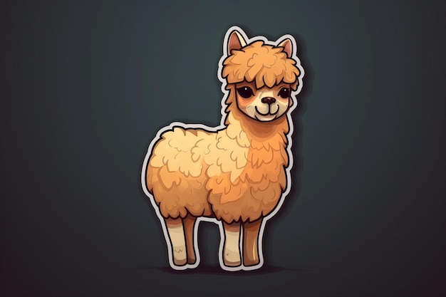 Un dessin animé d'un lama avec un fond sombre.