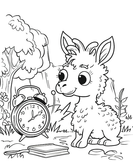 Photo un dessin animé d'un lapin à côté d'une horloge avec les mots l'année dessus