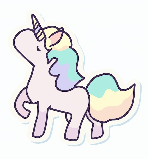 Un dessin animé d'une licorne avec le mot licorne dessus