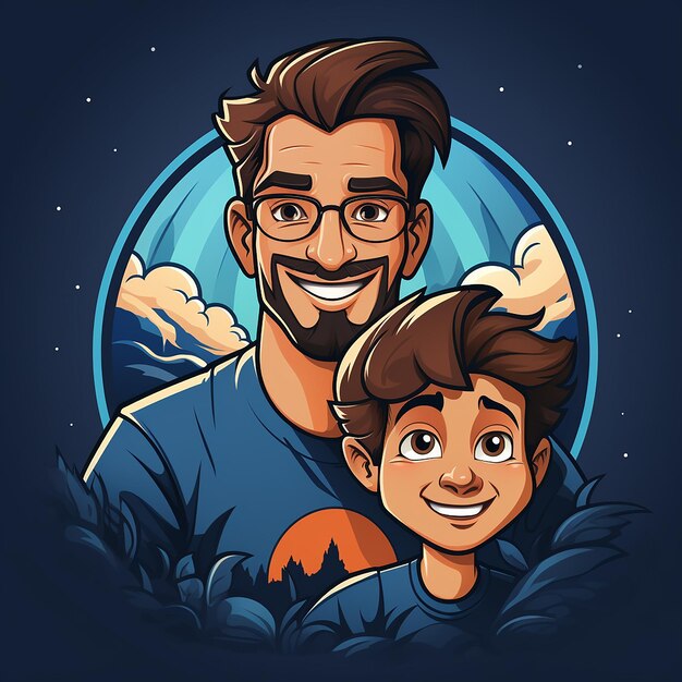 Photo dessin animé de logo père et fils