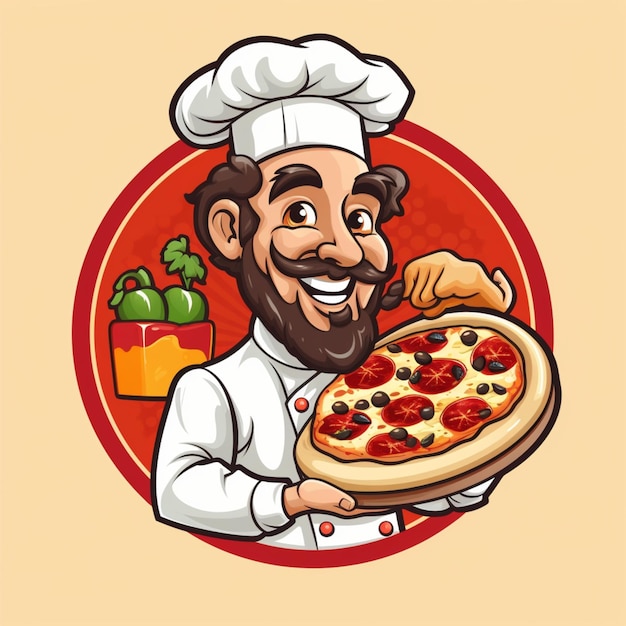 dessin animé de logo de pizza