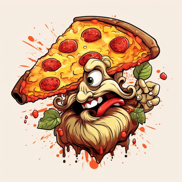 dessin animé de logo de pizza