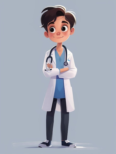 un dessin animé d'un médecin avec un stéthoscope autour de son cou