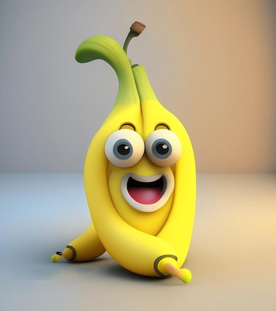 Dessin animé mignon banane clip art enfants illustration graphique ressource AI