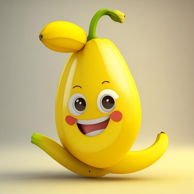 Dessin animé mignon banane clip art enfants illustration graphique ressource AI