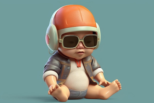 dessin animé mignon bébé 3d généré par l'IA