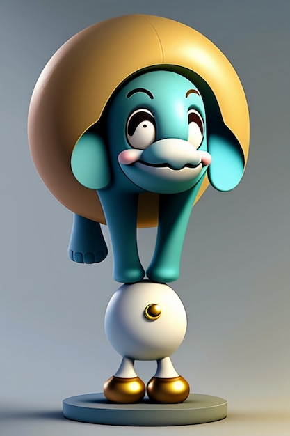 Photo dessin animé mignon bébé éléphant anthropomorphe rendu 3d, modèle de personnage, figurine à main, produit kawaii
